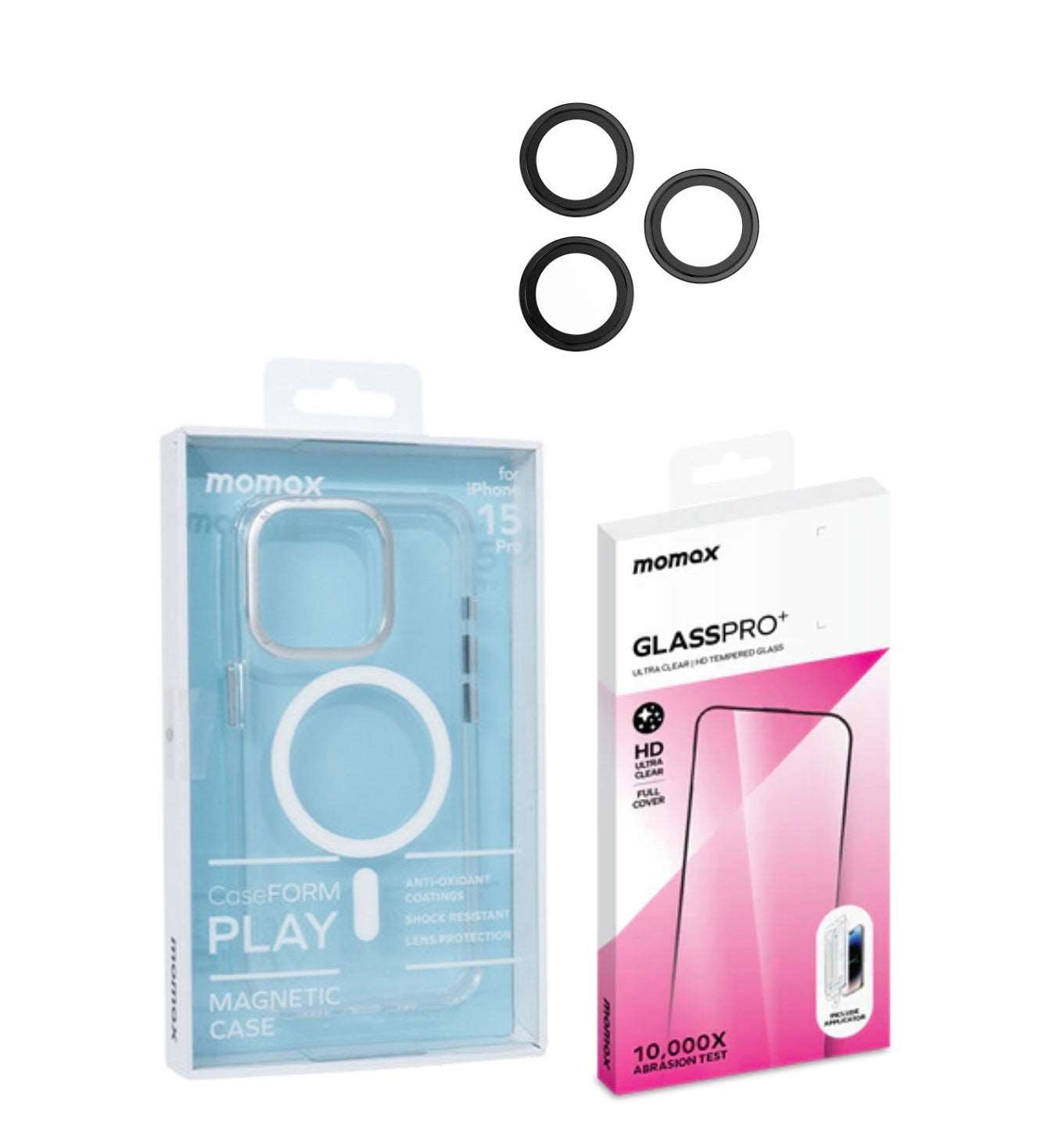 Momax Gift set iPhone 15 Pro Max ( Case - Screen protector - Camera lens ) - iGadget Store