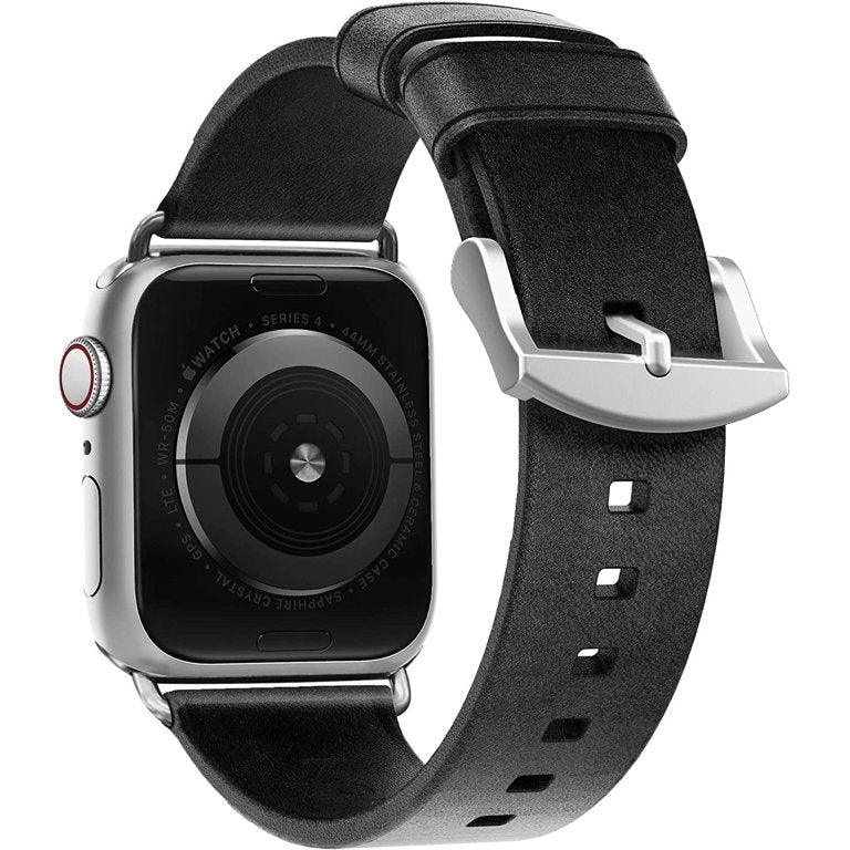 Nomad Modern Strap Slim for Apple Watch 40mm/41mm Black Horween Leather Silver Hardware - iGadget Store